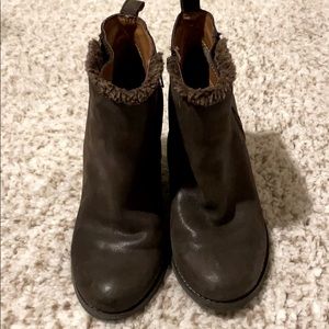Lucky Brand leather ankle wedge bootie
